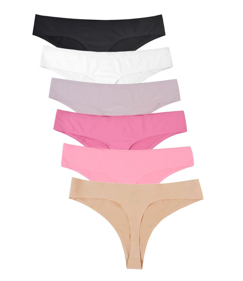 Bolivelan Womens Mid-Rise Seamless Thongs Comfy Underwear G-Strings Panties (Multicolor,US6) - Image 1
